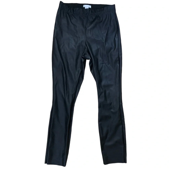 H&M Black Pleather Leggings Pants Womens Size 10 Vegan Leather Biker Grunge - Picture 1 of 6